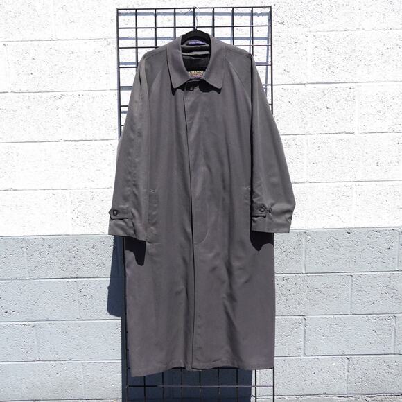 Chaps Ralph Lauren Button Up Trench Coat Heavy Winter Jacket Overcoat Gray Black - Picture 1 of 16